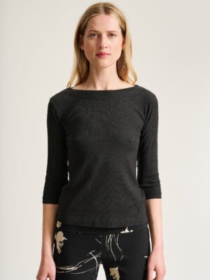 Naibu Rib 3/4 Sleeved Blouse Black 15317