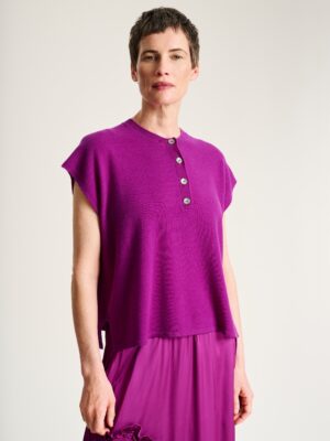 Kumo Cashmere Blouse With Buttons Pink Purple 15344