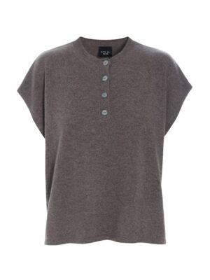 Kumo Cashmere Blouse With Buttons Shark Melange 15344
