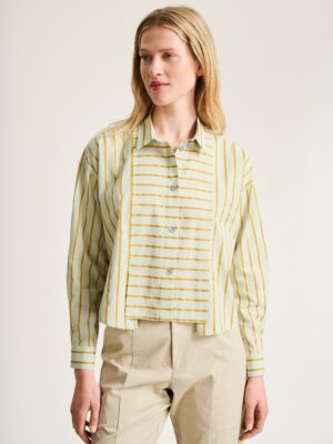 Golden Stripes Shirt With Pleats Aqua Golden Stripes 15311