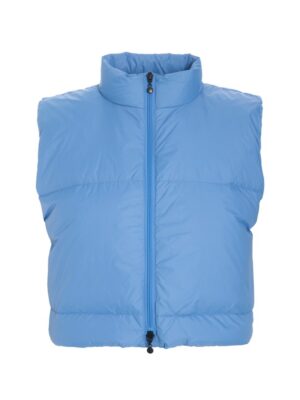 Feather Down Short Waistcoat Lake Blue 15430