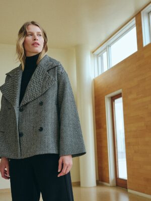 Nishin Double Breasted Jacket Herringbone 15438