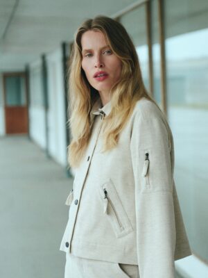 Shinji Jacket With Pockets Ivory Melange 15388