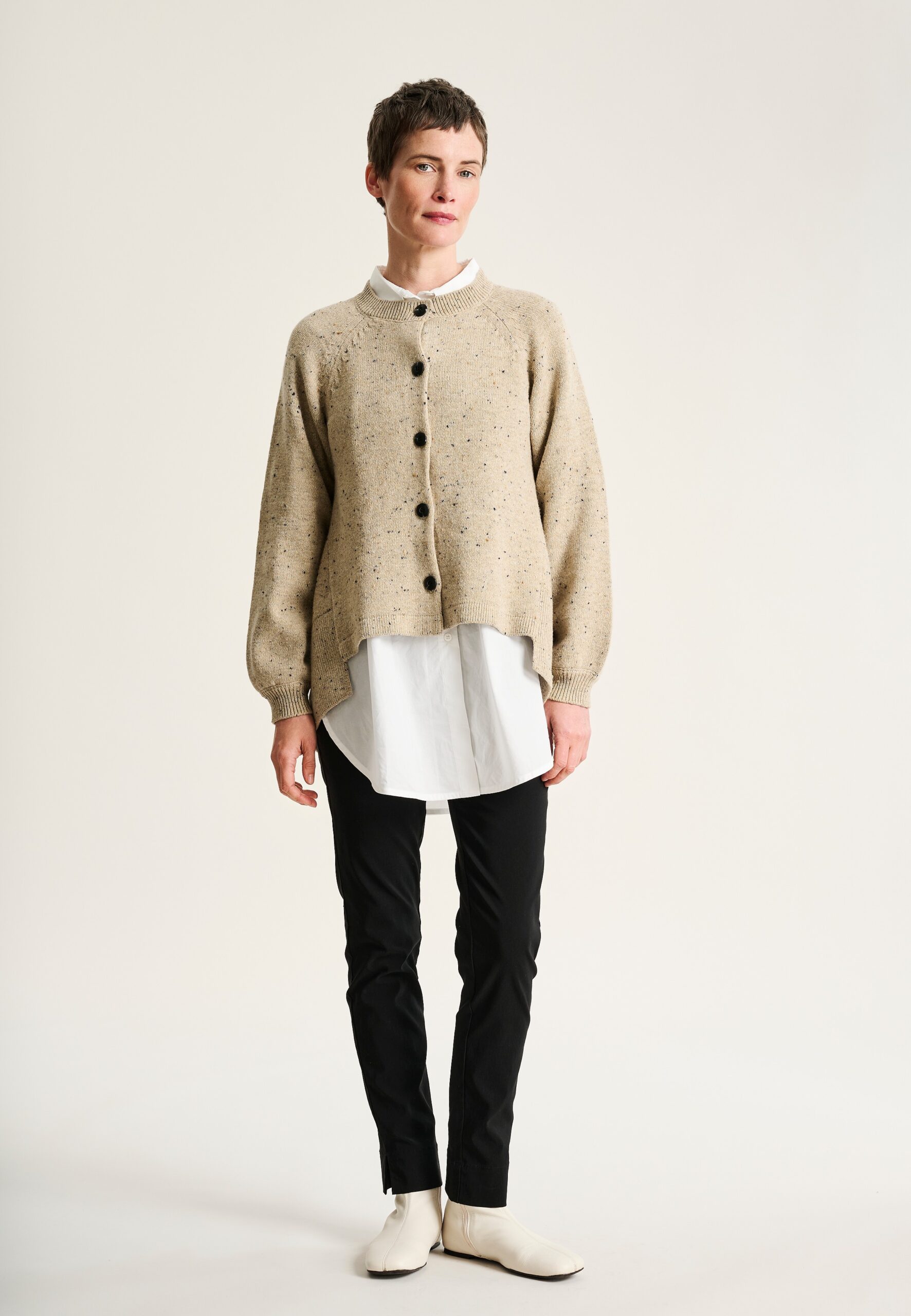 Shinabi Cardigan With Buttons Stone W. Sprinkles 15466
