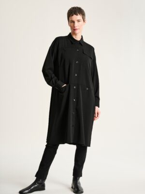 Yume Shirt Dress With Plissé Detail Black 15393