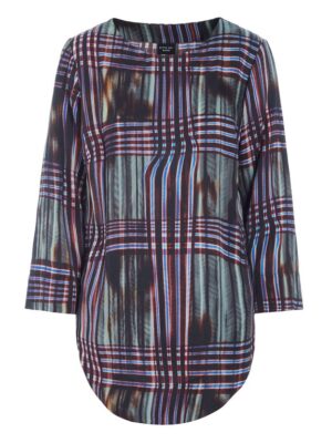 Shinobe Boat Neck Blouse Seaside Check 15409